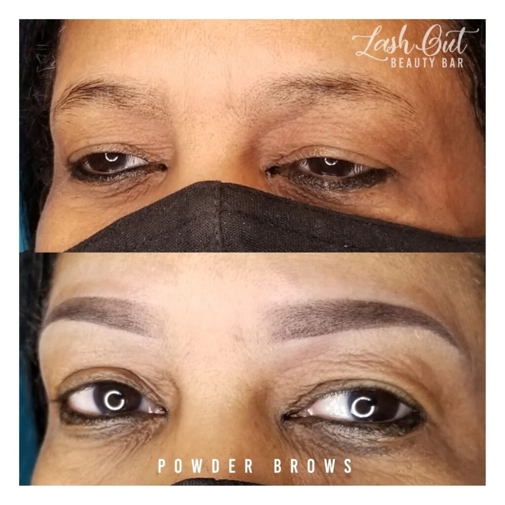 powder brows before and after